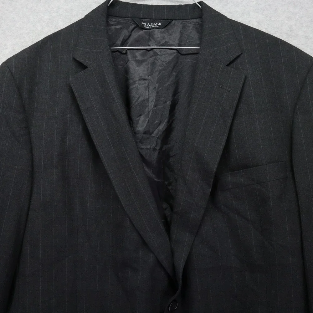 Jos A Bank Suit Jacket Mens 46R Wool 2-Button Blazer‎ Coat Formal Gray Striped